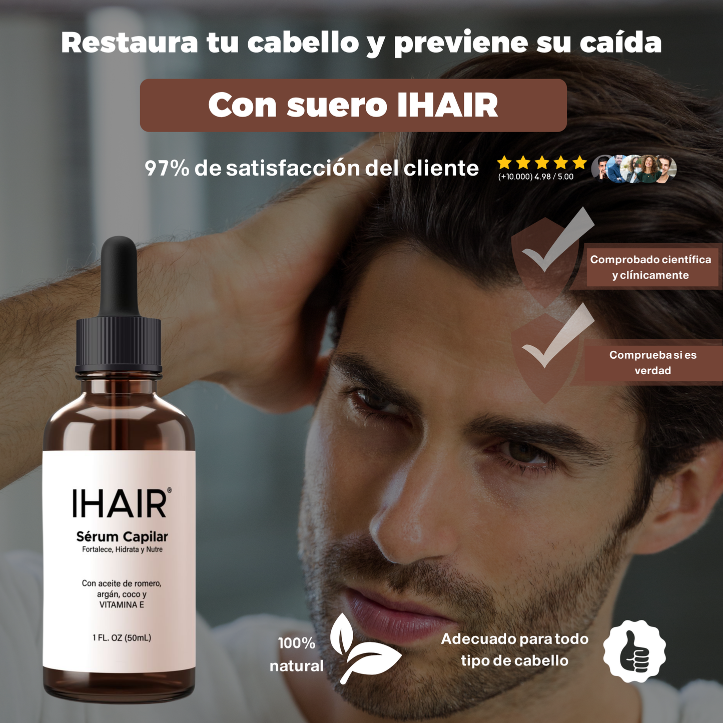 ihair pro-Suero turco para la caída del cabello y las lagunas de la barba
